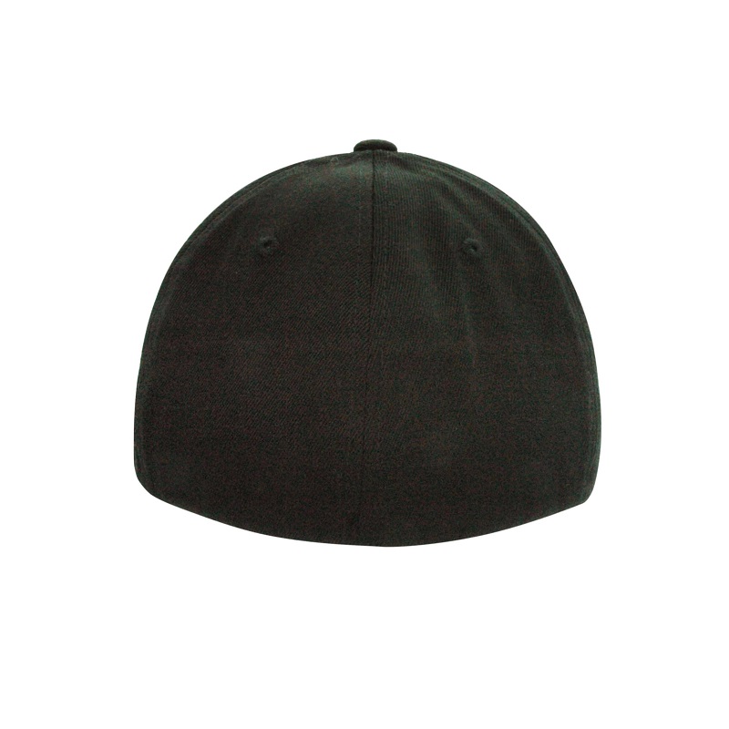 black fitted baseball cap