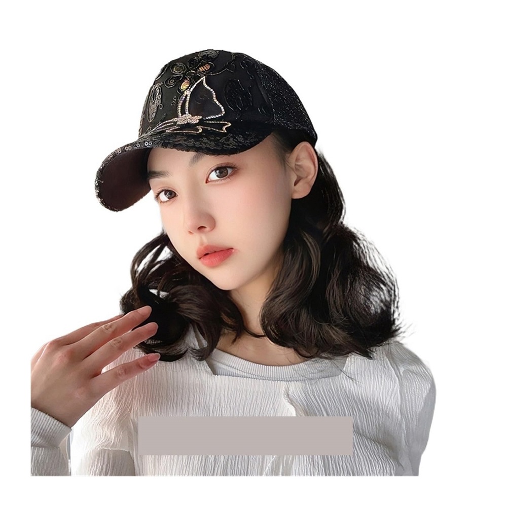 baseball cap with long hair
